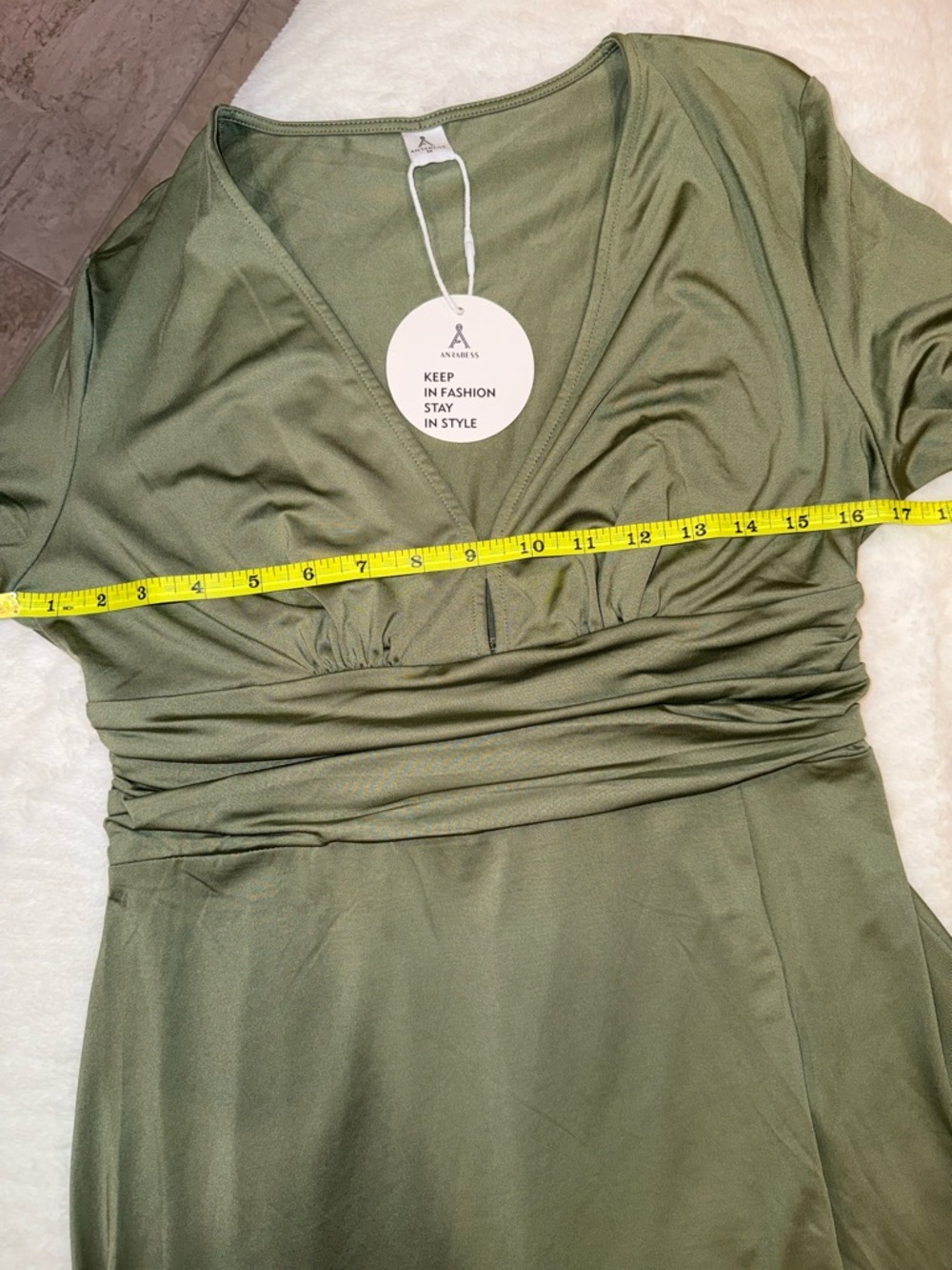 2 x 20$ NWT Olive Green Long Sleeve V-Neck Maxi Dress Size M - Picture 7 of 11